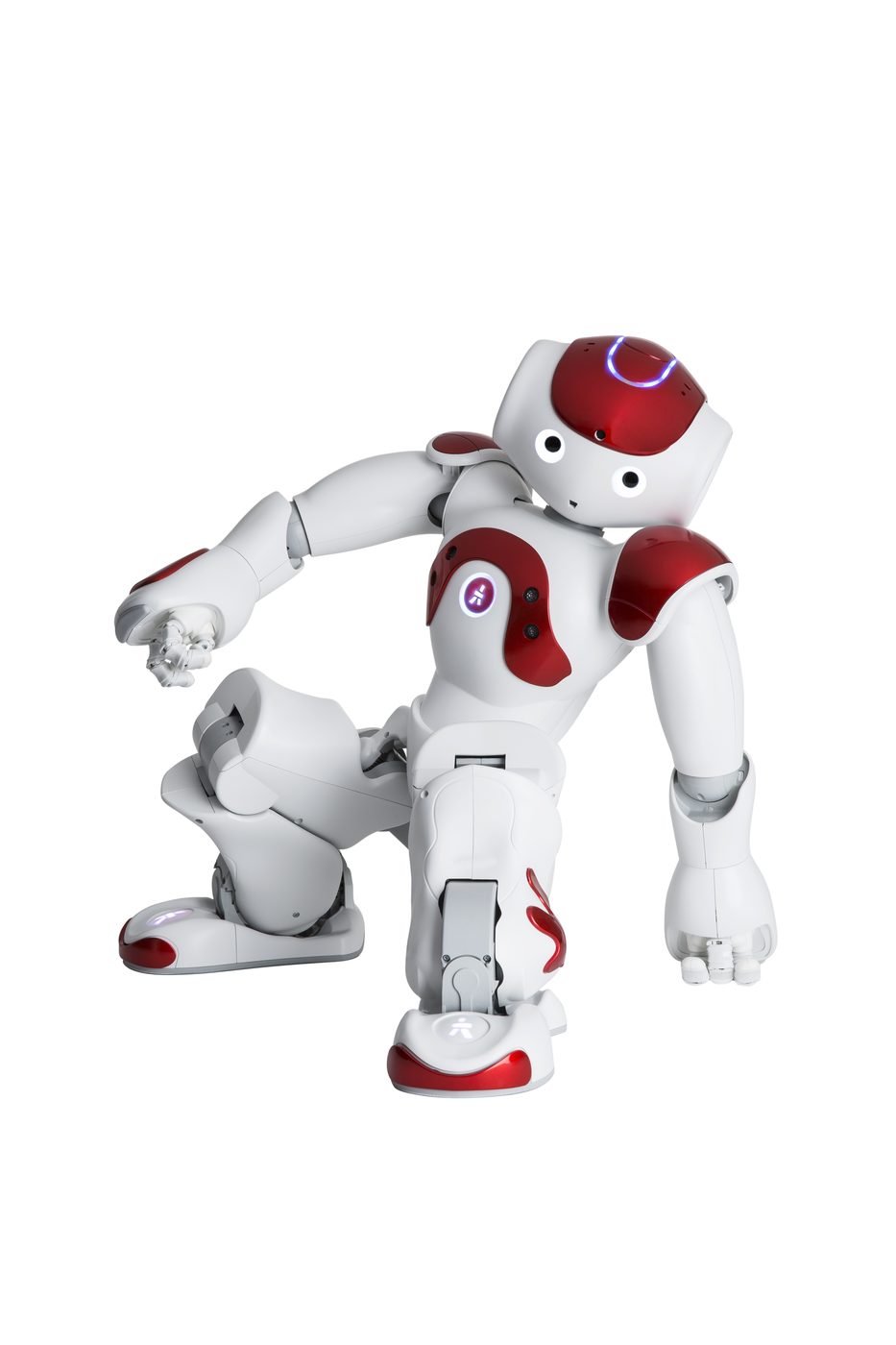 A NAO humanoid robot standing, the model whose battery packs this service rebuilds