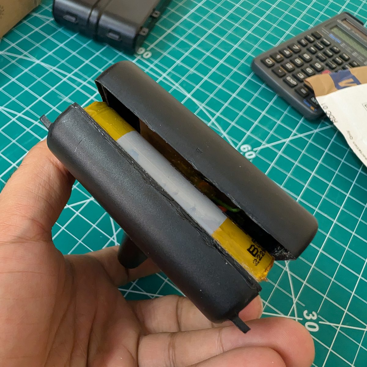 NAO battery housing split into two halves with the original cell string still in place